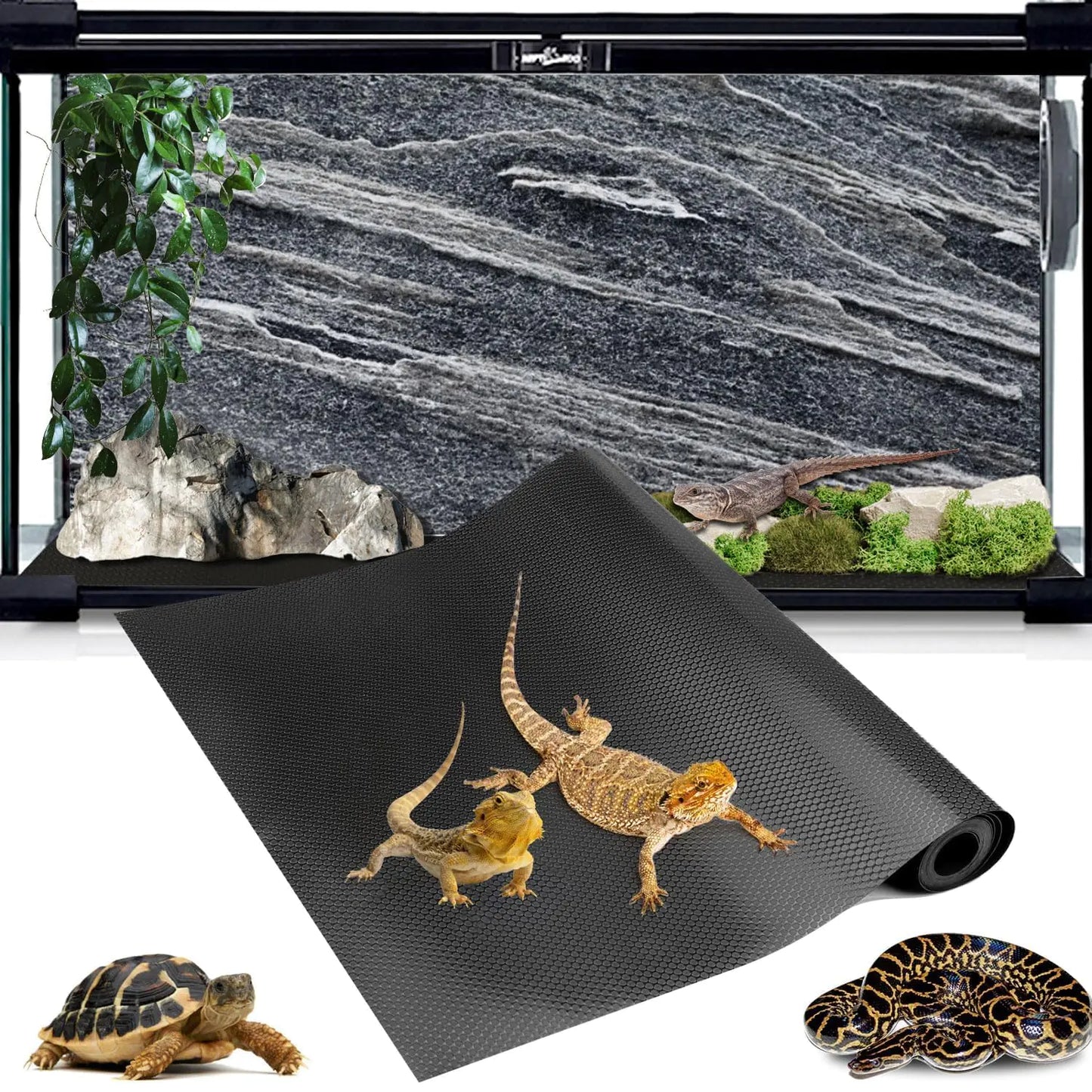 (120 Gal) Reptile Terrarium with Mat Liner (96" X 24") Set (2pcs)