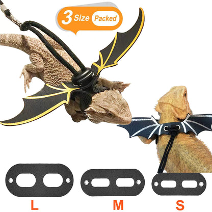 Lizard Pulling Rope Pet Costume with Leather Wings