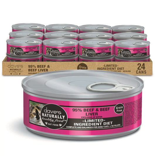 Dave's Select 95% Beef Cat Pate - Gluten-Free, 5.5 oz (24 Pack)