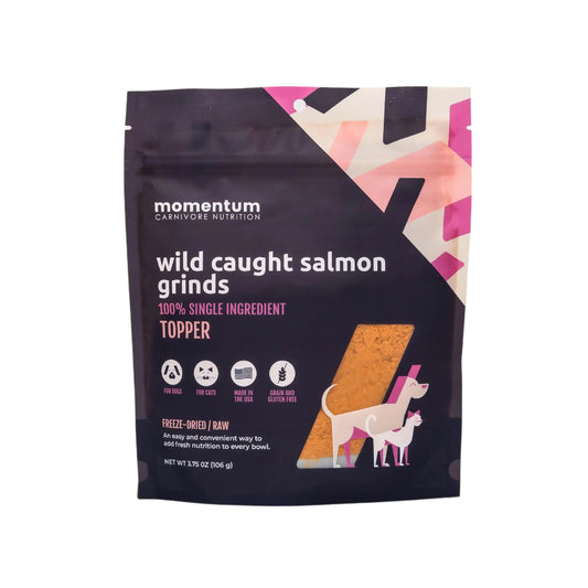 Momentum Carnivore Nutrition Freeze-Dried Wild-Caught Salmon Pet Food Topper –  (3.75 oz Bag)