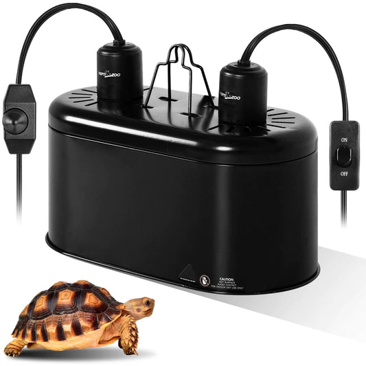 Dual Reptile Light Fixture with Dimming Deep Dome Heat Lamp