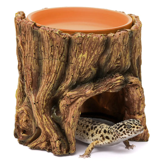 Reptile Shelter with Detachable Food Bowl