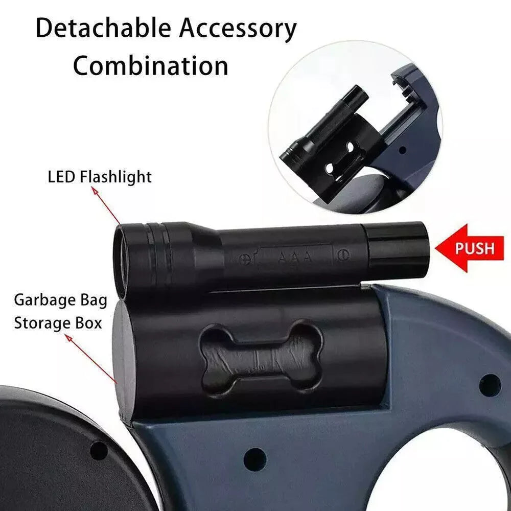 Retractable Dual Pet Leash Reflective Lead 360 Swivel Double Dog Walking Leash