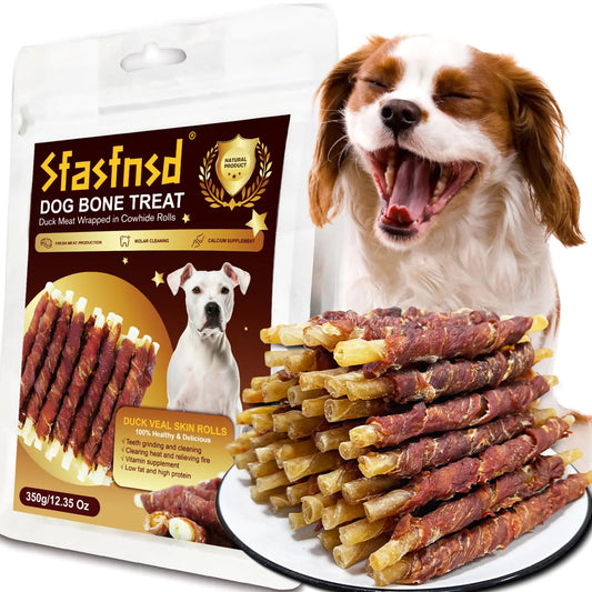 Sfasfnsd Dog Bone Treats Duck Wrapped Rawhides (12.35 Oz)