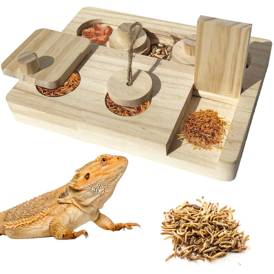 Bearded Dragon Wooden Feeder Puzzle