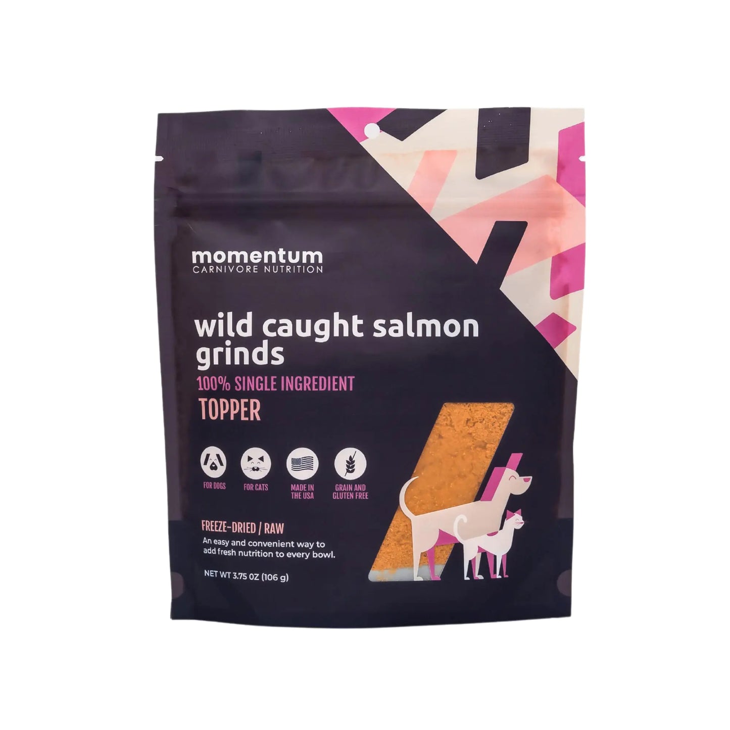 Momentum Carnivore Nutrition Freeze-Dried Wild-Caught Salmon Pet Food Topper –  (3.75 oz Bag)