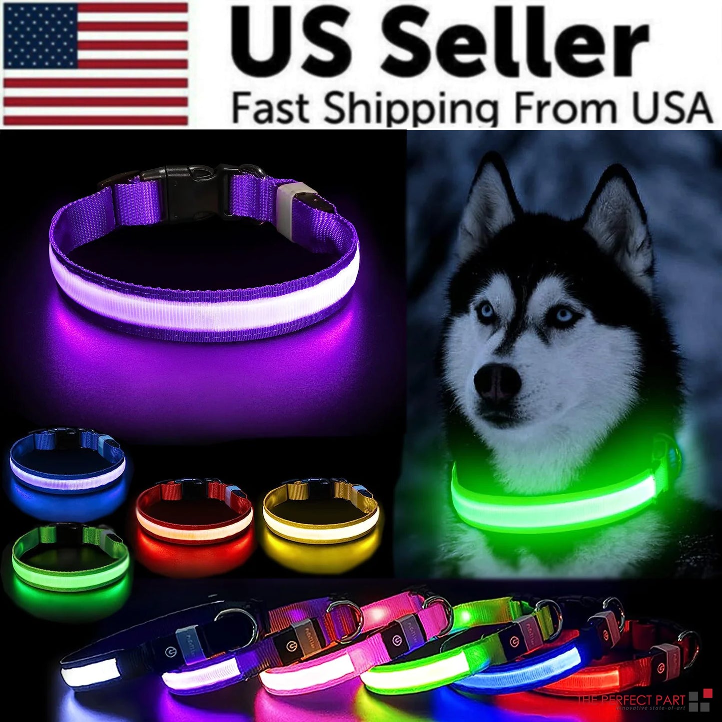 Adjustable Waterproof  Light Up Glow Collar