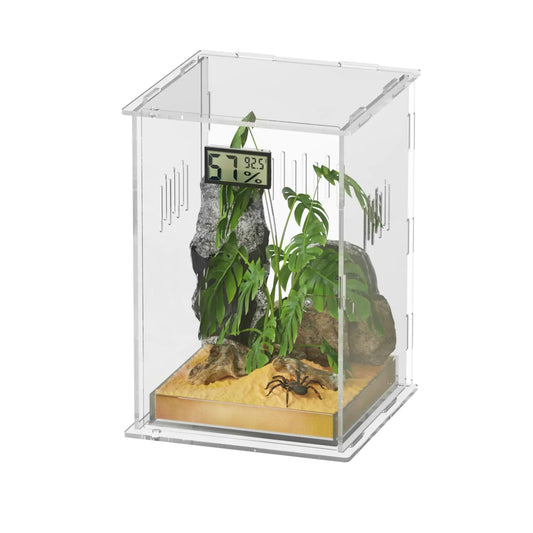 Ghims Reptile Terrarium with Temperature Hygrometer (5.9"x5.9"x9.8")