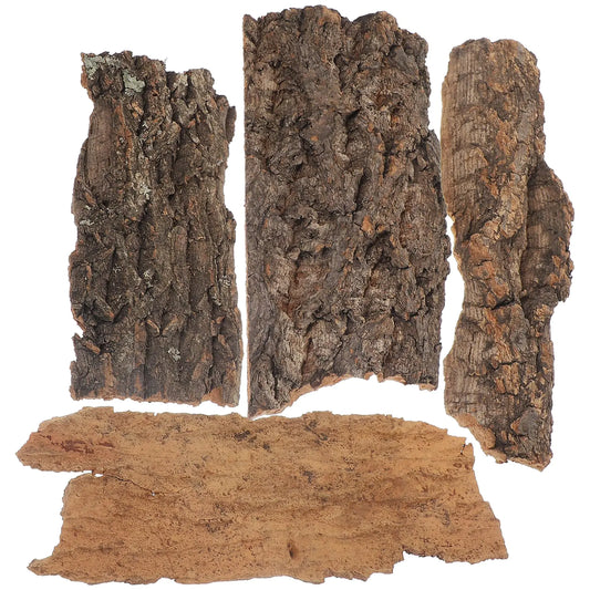 PRETYZOOM 4 Pcs Cork Bark Small Bark for Reptile Tank Reptile Bark Hideout Decor Hides for Reptiles Small Reptile Bark Gecko Tank Accessories (Random Size)