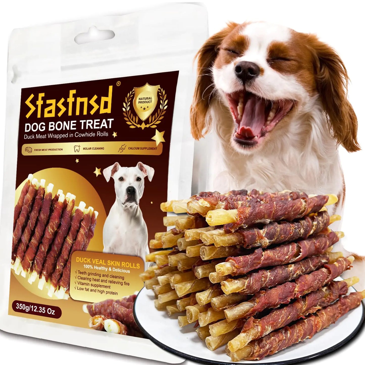Sfasfnsd Dog Bone Treats Duck Wrapped Rawhides (12.35 Oz)