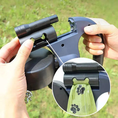 Retractable Dual Pet Leash Reflective Lead 360 Swivel Double Dog Walking Leash