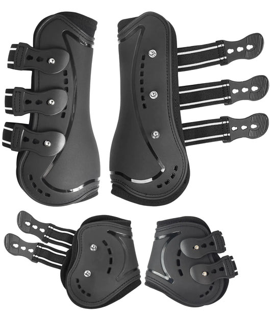 (4pc) Horse Tendon Fetlock Boots - Open Front Boots for Jumping