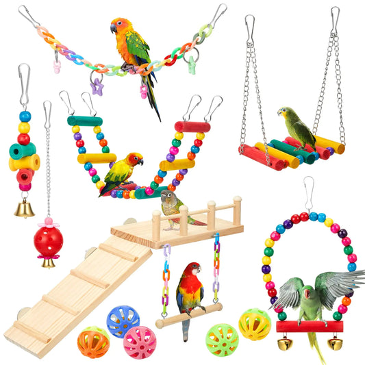 12 Pcs Bird Toys for Bird Cage