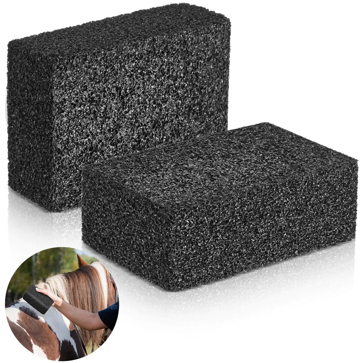 (2Pcs) Pumice Stone for Horse Cleaning - Horse Grooming Sponge Block